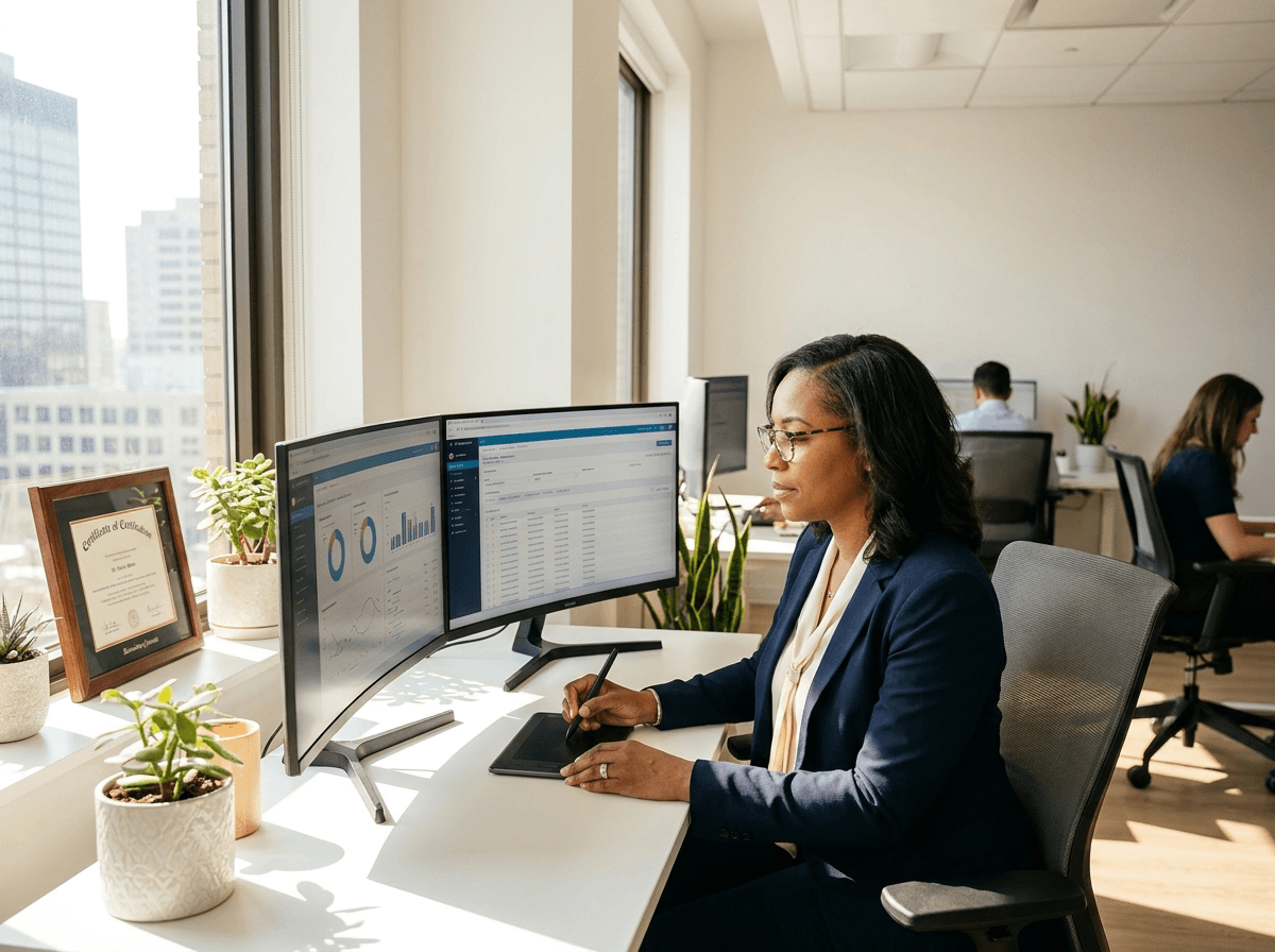 Medical billing specialist at work